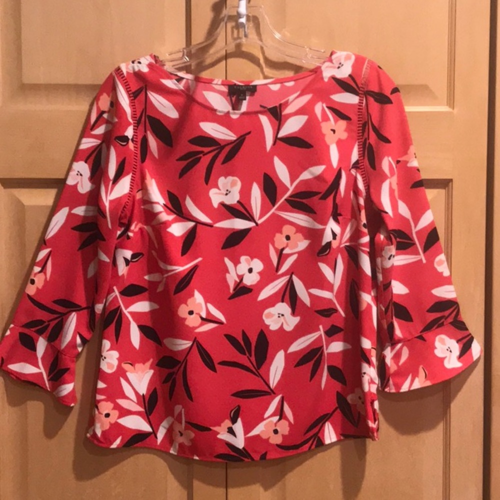 Talbots Pink and Peach Boxy Blouse with 3/4 Sleeves
